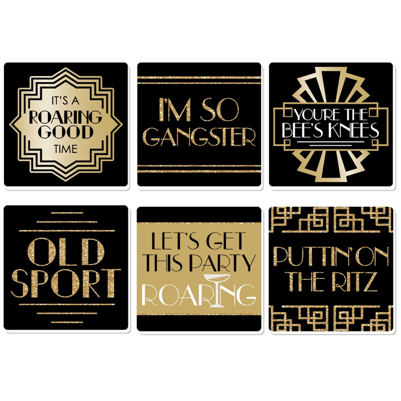 Big Dot of Happiness Roaring 20's - Funny 1920s Art Deco Jazz Party Decorations - Drink Coasters - Set of 6